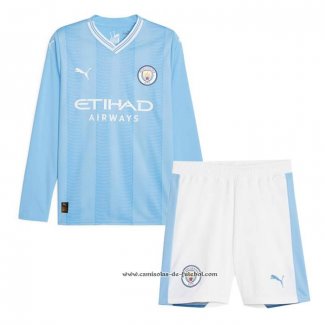 1º Camisola Manchester City 23/24 Crianca Manga Comprida